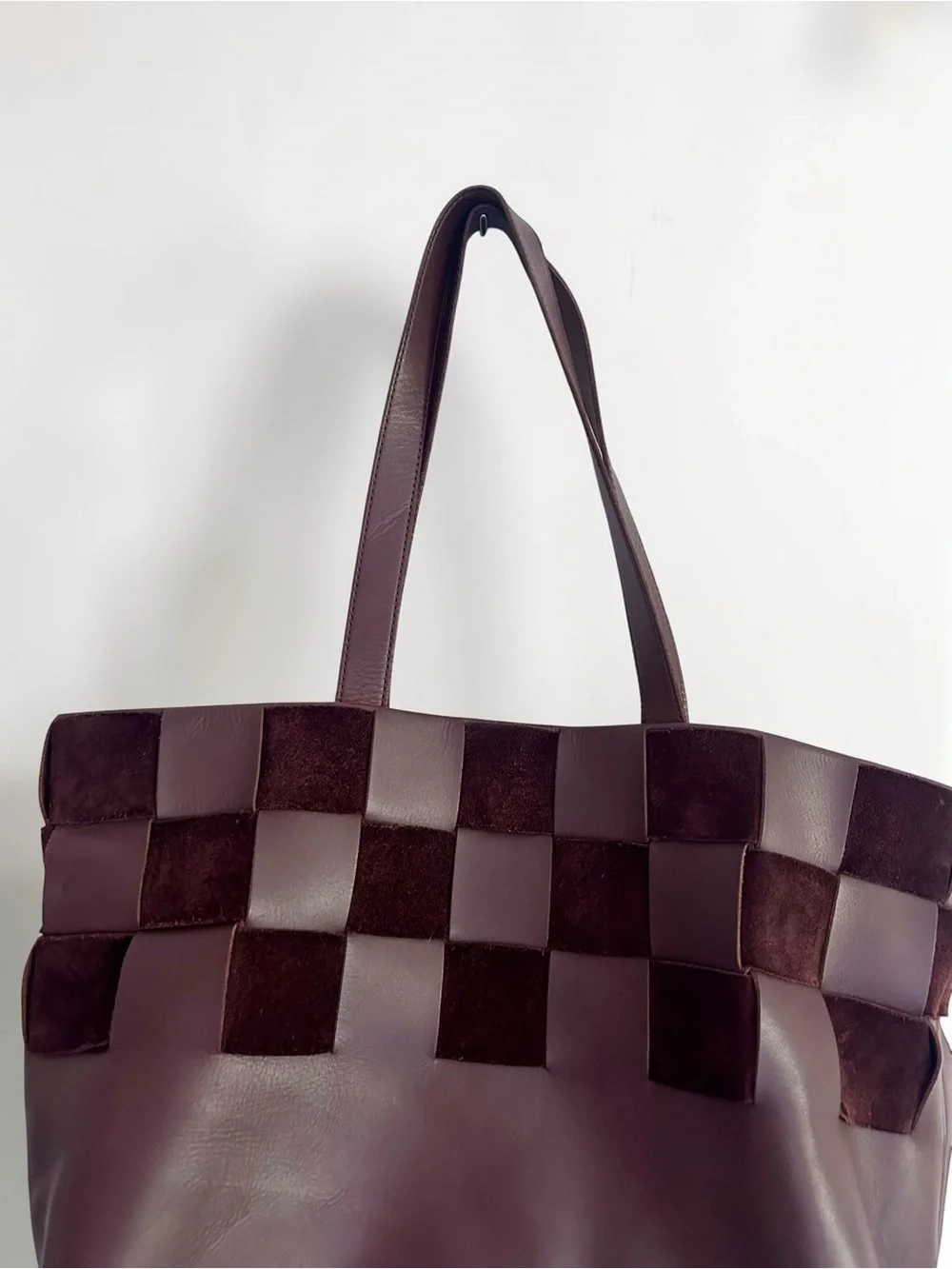 Madewell Basketweave Leather Suede Tote Chocolate Raisin Brown
